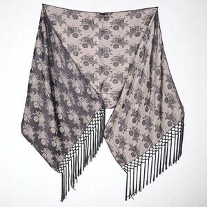 Cejon Accessories Scarf Shawl Wrap Women Floral Pattern Black Fringe 20x72 Purpl